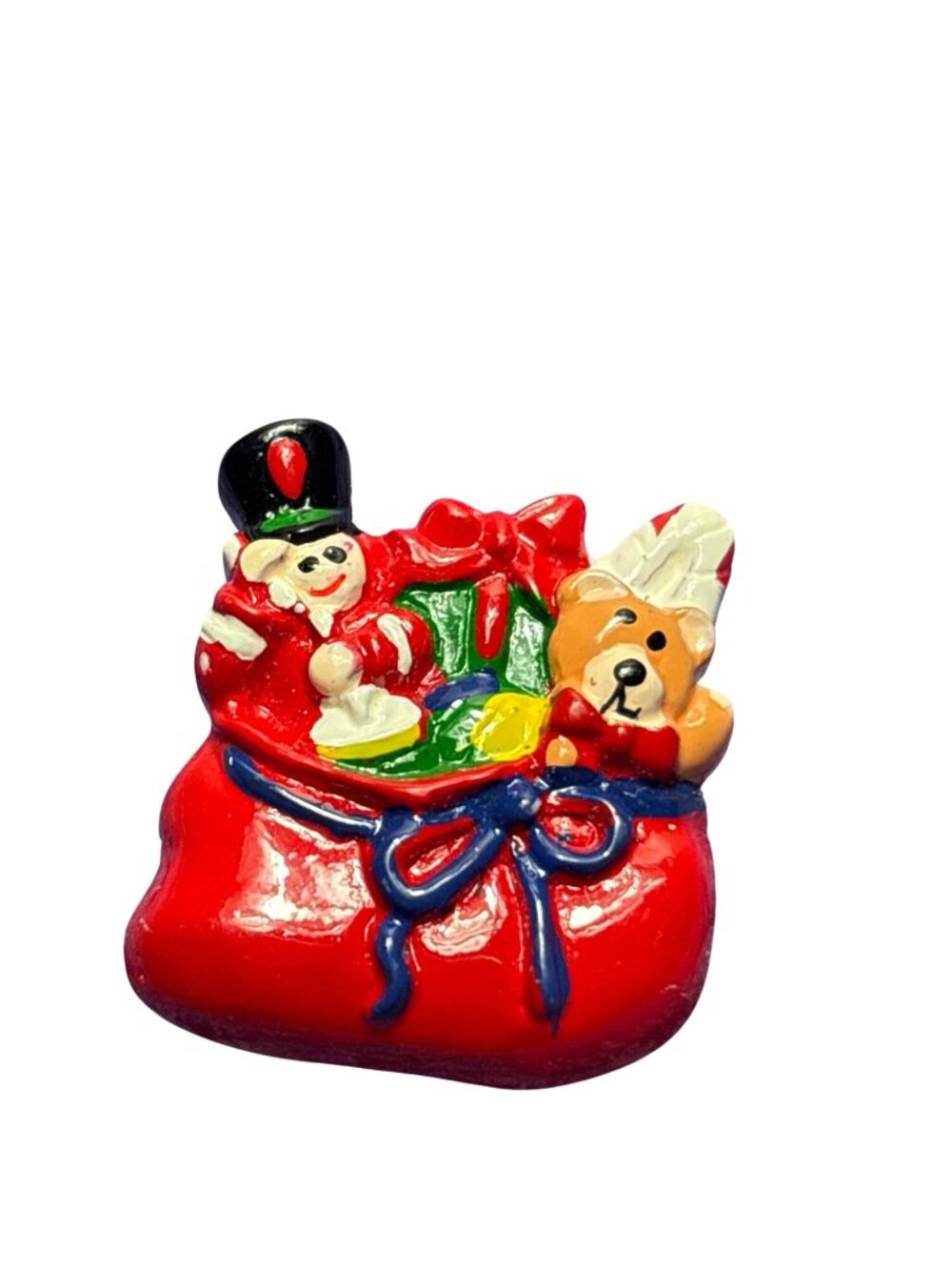 Vintage Plastic Christmas Toy Bag Gifts Presents Holiday Festive 1 1/8 inches